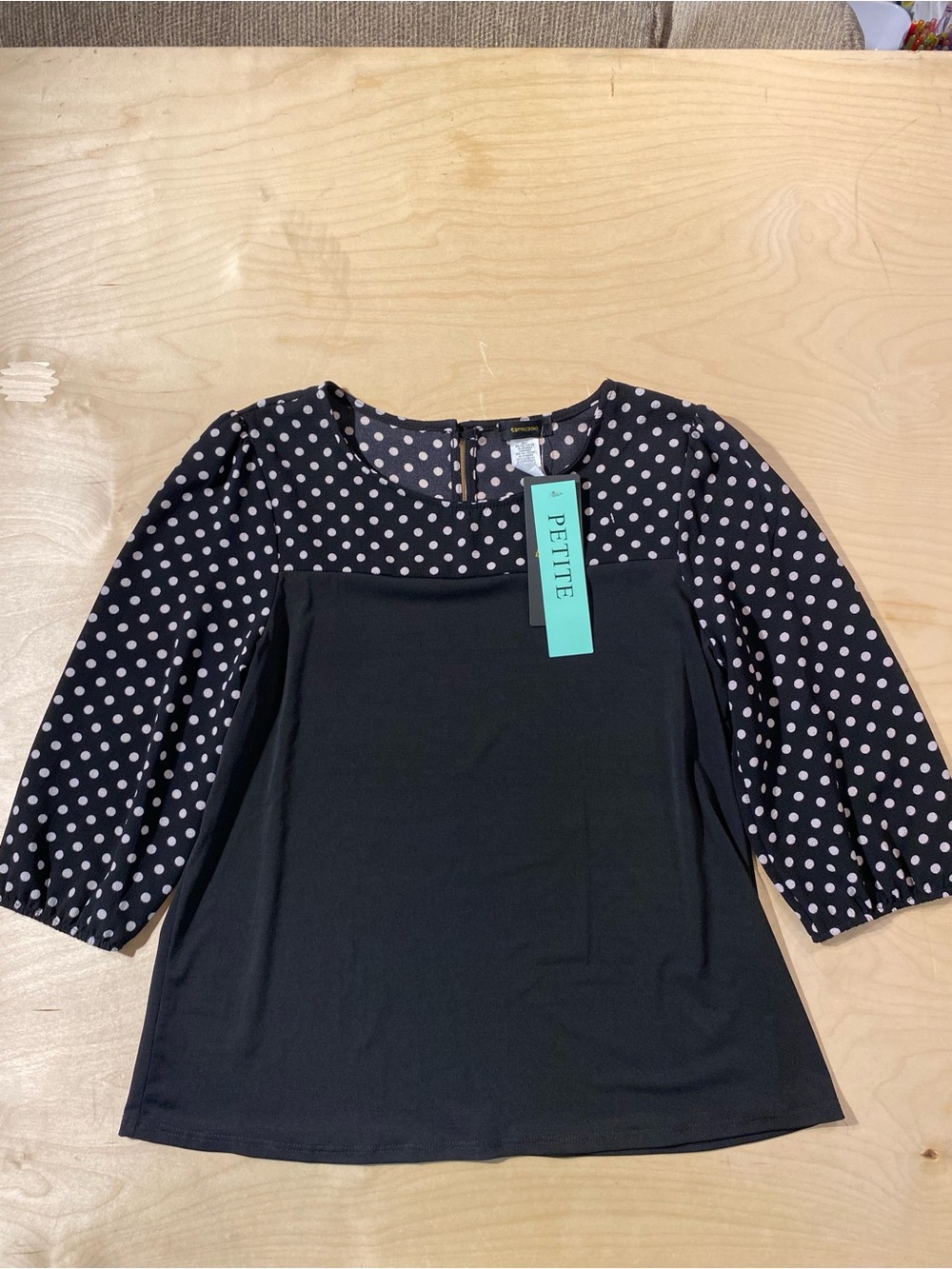 Espresso Black Polka Dot Sleeve Blouse PXL (RV) - Picture 3 of 9